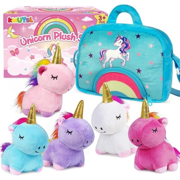 Unicorn Plush Toys for Girls Ages 3 4 5 6 7 8+ Year Old - 5 Pcs Unicorn - Picture 1 of 7